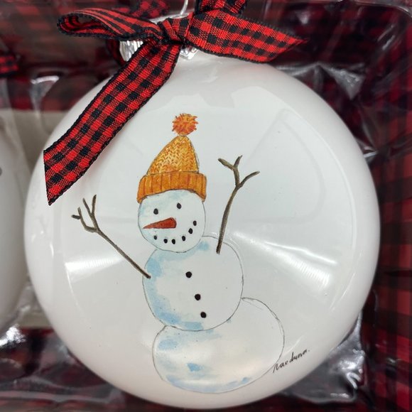 RAE DUNN. Santa Claus and Snowman Glass Christmas Ornaments-Gift Set - Picture 6 of 11